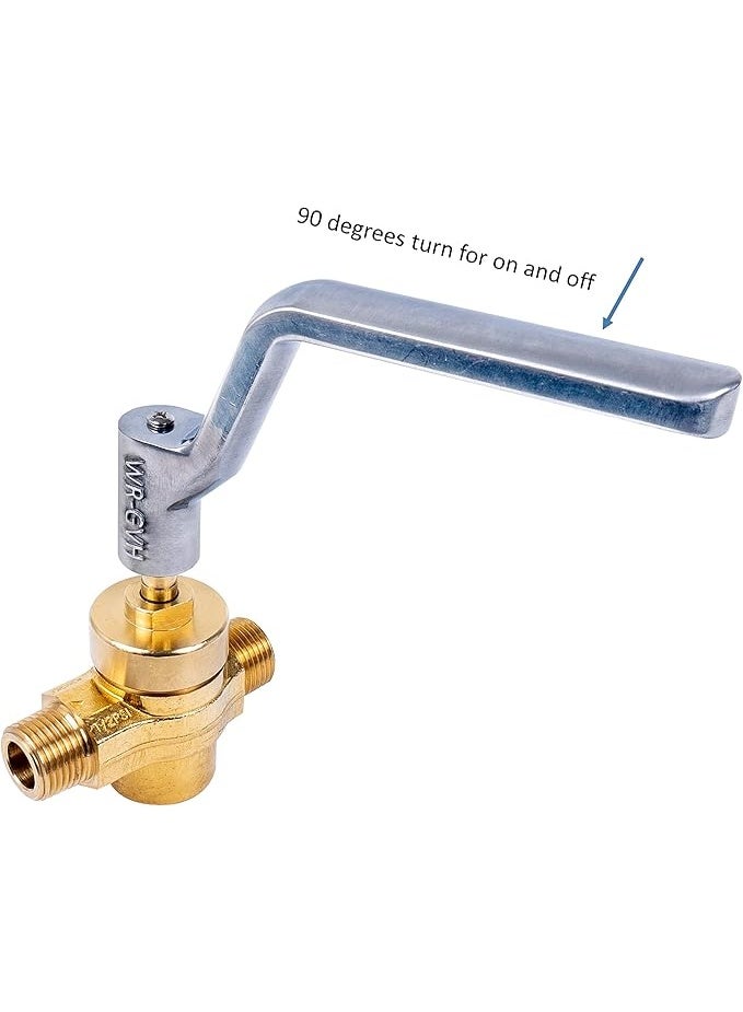جي أس دبليو صمام غاز نحاسي GSW WR-GV مع مقبض لموقد ووك تجاري، معتمد من ETL، بمقاس 1/2" NPT × 1/2" NPT و1/2 PSI - Image 3