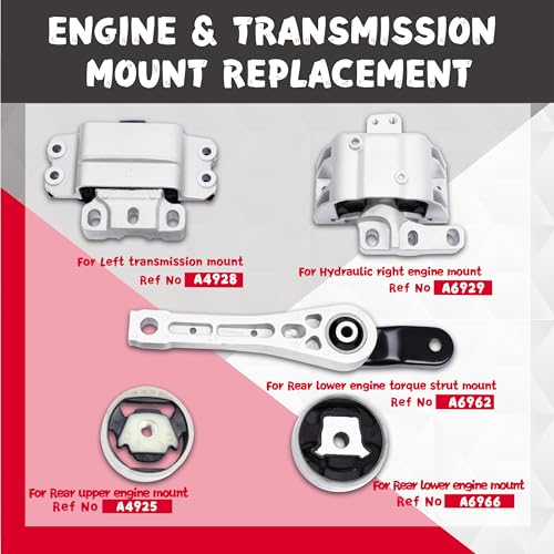 QRYIPPDM Engine Motor and Transmission Mount Compatible with Jetta 2014-2018 1.8L1.4L L4 & Passat 2014-2017 1.8L L4 & Beetle 2018-2019 2.0L Turbocharged 5-Piece Set /A6929 A4928 A4925 A6962 A6966 - Image 2