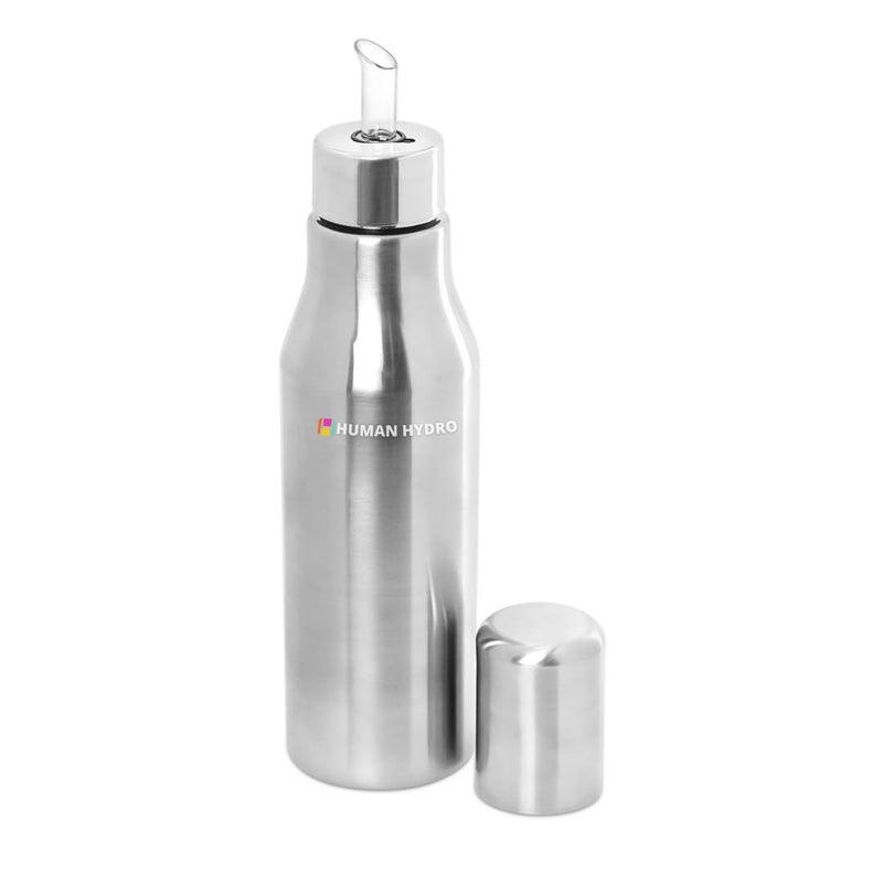 Human Hydro موزع زيت من الفولاذ المقاوم للصدأ – 750 مل | فوهة بدون تسرب، غطاء مانع للتسرب | مثالي للزيوت مثل زيت الخردل، زيت الزيتون، زيت السمسم والسمن | زجاجة تخزين زيت مقاومة للصدأ - Image 1