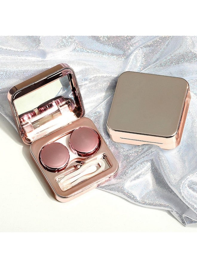 wolpin Plastic Travel Contact Lens Case Box Case With Mirror, Leakproof, Potable For Man And Women (Rose Gold) - 1 Pc - Image 2