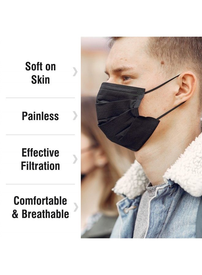 WeCare Black Face Masks Disposable - Individually Wrapped - 50 Pack, Black Masksfor Adults 3 Ply - Image 2