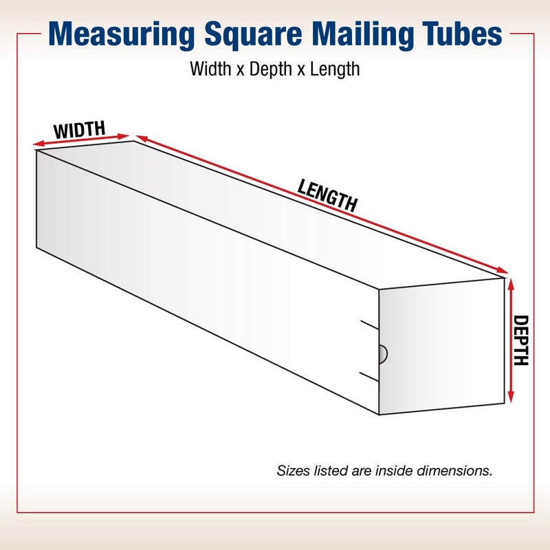 BOX USA أنابيب البريد، 18" طول × 3" عرض × 3" ارتفاع، عبوة 25 أنبوب مربع مموج للبريد والتخزين للخرائط، الأعمال الفنية، الحرف، الملصقات، حامل الفن الطويل - Image 2