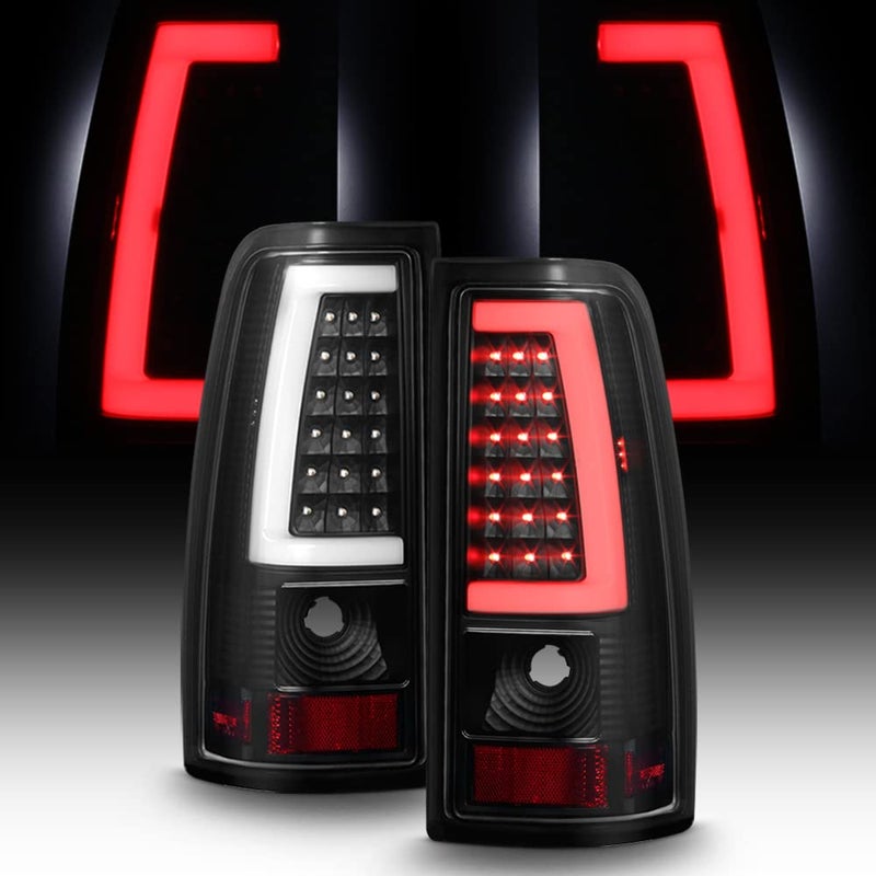 ACANII For Black 19992006 GMC Sierra 1500 2500 3500 9902 Chevy Siverado LED Tube Tail Lights Brake Lamps LeftRight