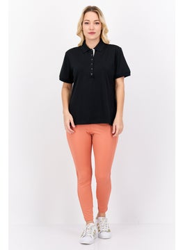 Greg Norman Women Sportswear Fit Short Sleeve Training Polo Shirt, Black  - Image 2