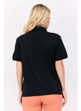 Greg Norman Women Sportswear Fit Short Sleeve Training Polo Shirt, Black  - Image 4