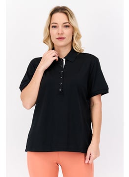 Greg Norman Women Sportswear Fit Short Sleeve Training Polo Shirt, Black  - Image 1