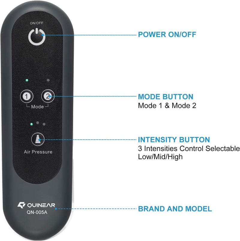 QUINEAR جهاز تدليك الساق بالضغط الهوائي من كوينير لتحسين الدورة الدموية وتخفيف الألم مع 2 وضع و3 شدة جهاز ضغط متسلسل SCD لمرض RLS والوذمة مؤهل لـ FSA وHSA هدية مثالية - Image 5