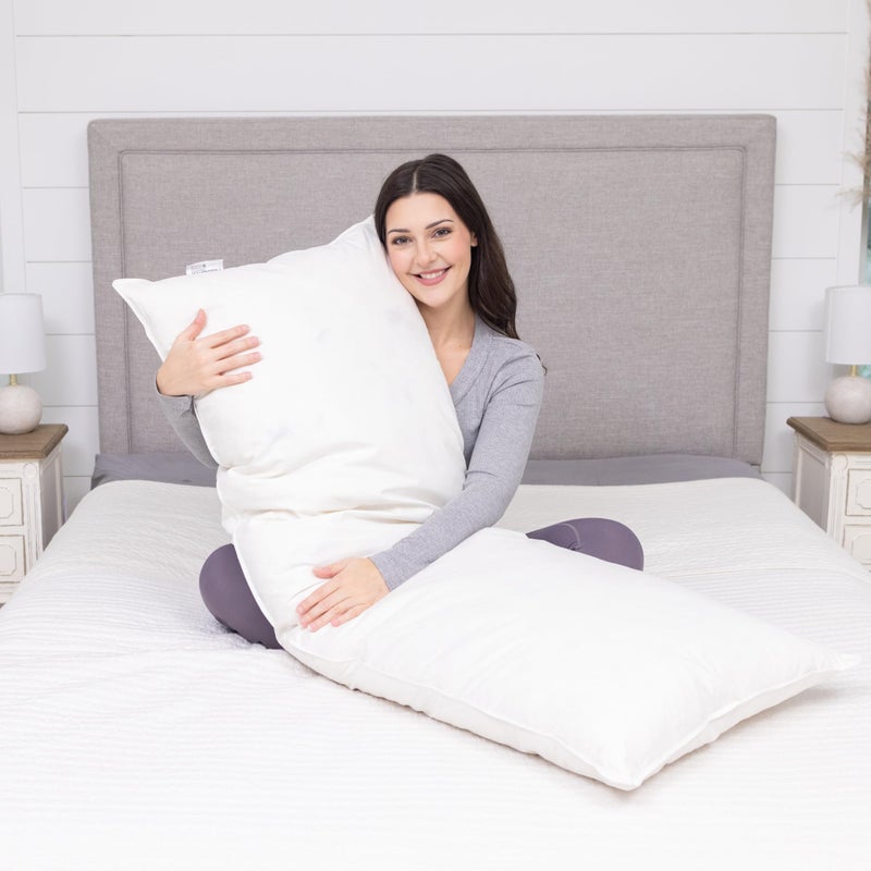 White Goose Feather and Down Body Pillow Pillows Size 20 Inches x 72 Inches