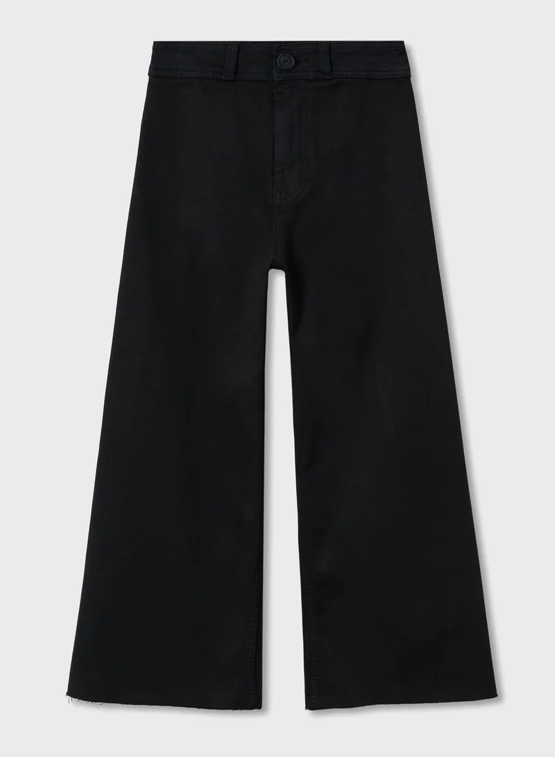 MANGO Kids Cropped Wide Leg Jeans