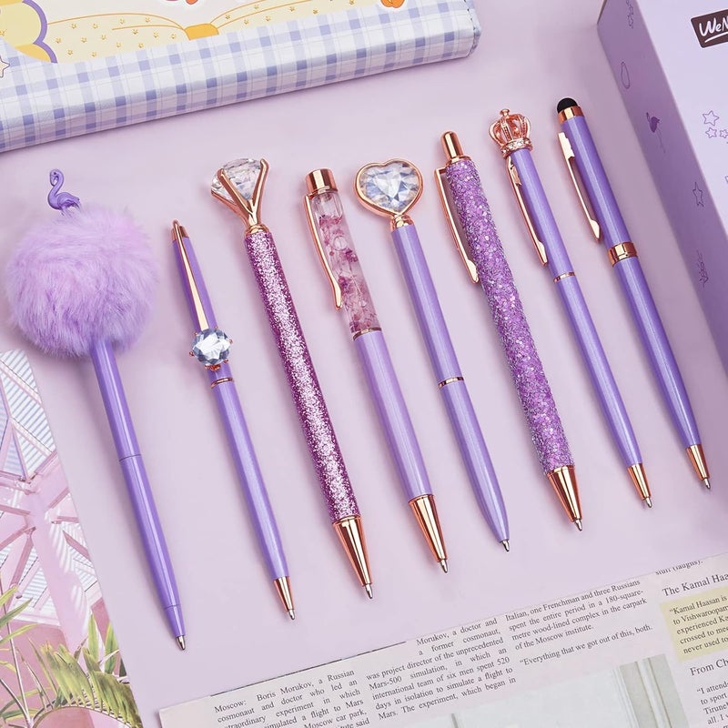 WEMATE 8-Piece Purple Ballpoint Pen Set - Image 1