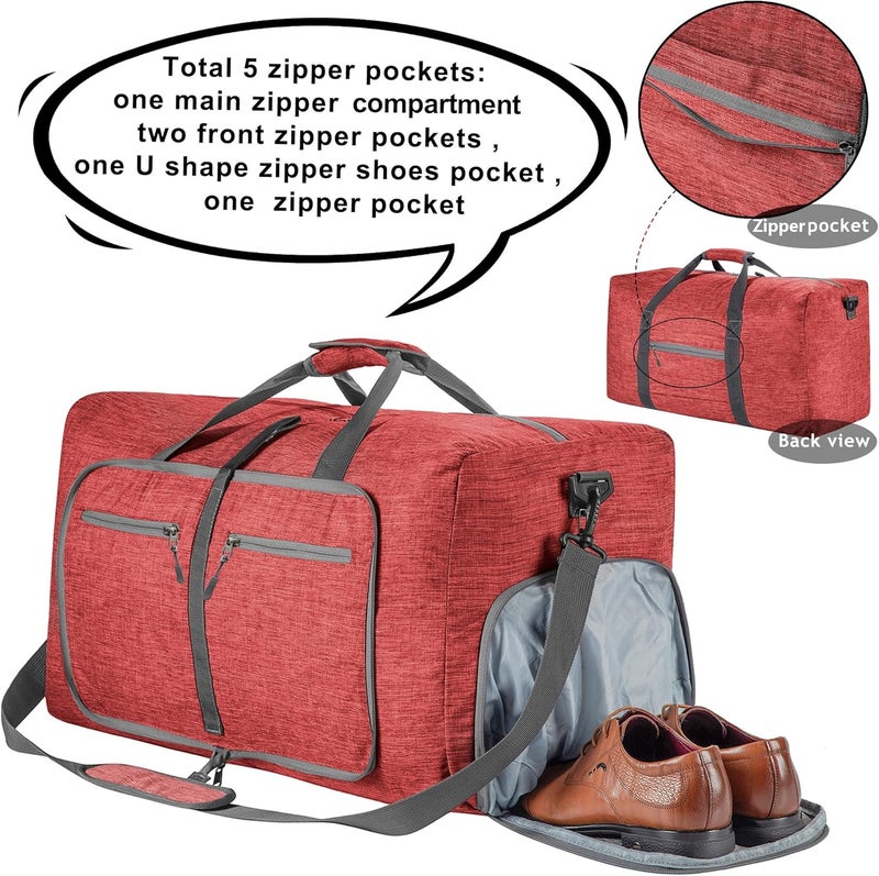 Vomgomfom Travel Duffle Bag for Men, 65L Foldable Travel Duffel Bag with Shoes Compartment Overnight Bag for Men Women Waterproof & Tear Resistant - Image 3