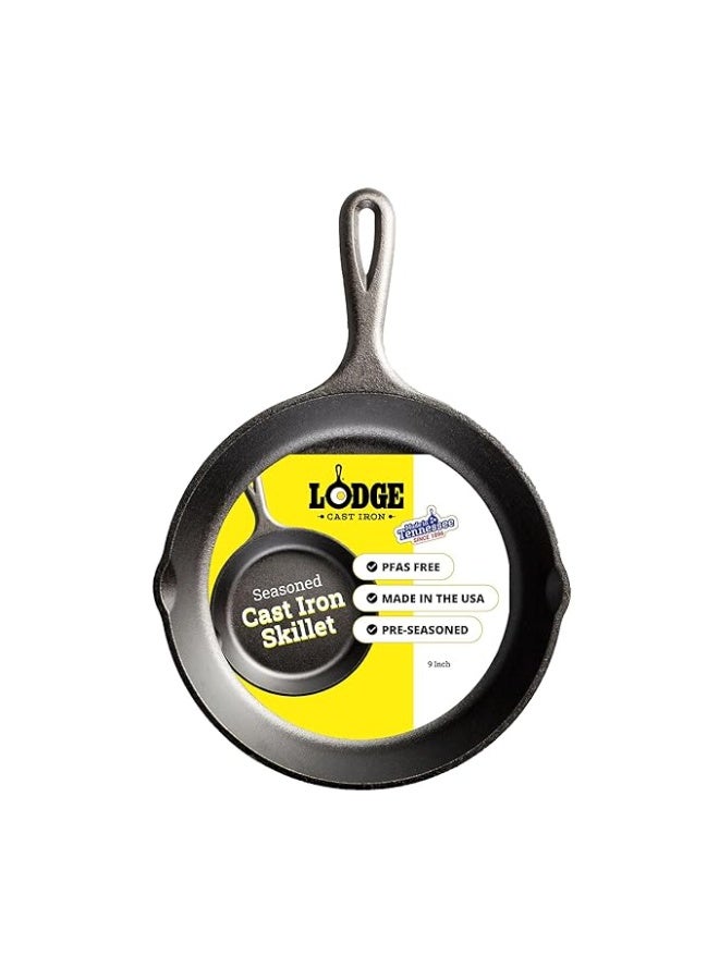 Lodge Pre-Seasoned Cast Iron Skillet (9 Inch, Black) - Image 1