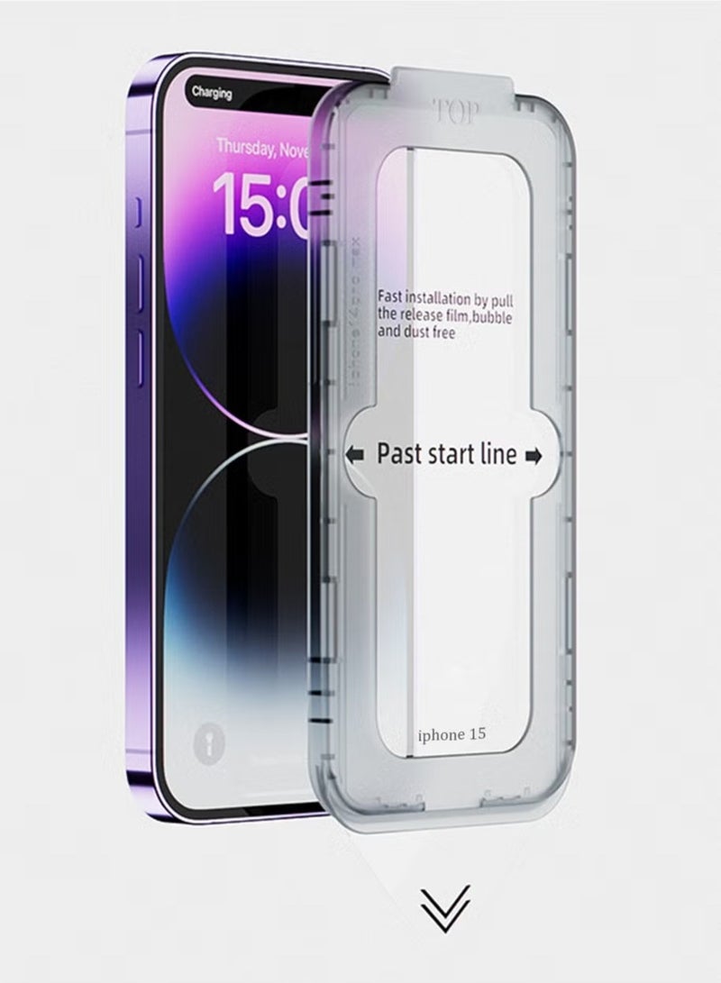 Tempered Glass Screen Protector for iPhone 15 Pro 6.1 inch with Dust Free Easy Application - Ultra Clear, Scratch Resistant, Automatic Alignment and HD Clear Screen Guard (Clear with Black Edges) - Image 1