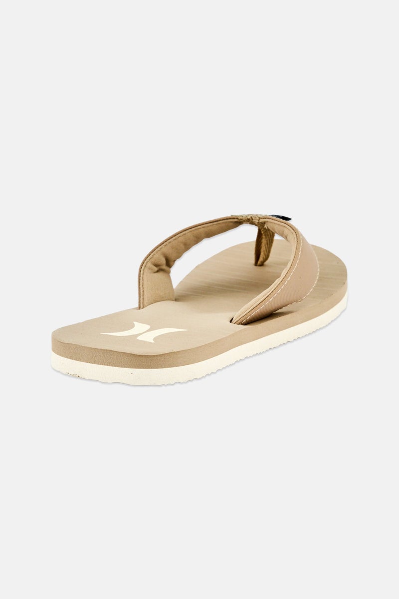 Hurley Men Slip On Brand Logo Slippers, Tan - Image 3