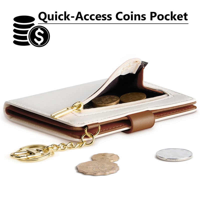 Airkit Small Wallets Woman RFID Blocking Leather Credit Card Holder - with ID Window - Card Wallets for Women - with Zipper Coin Purse - Keychain Wallet - Image 3