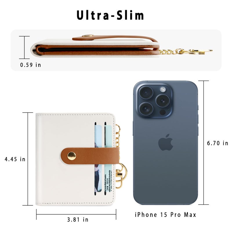 Airkit Small Wallets Woman RFID Blocking Leather Credit Card Holder - with ID Window - Card Wallets for Women - with Zipper Coin Purse - Keychain Wallet - Image 4