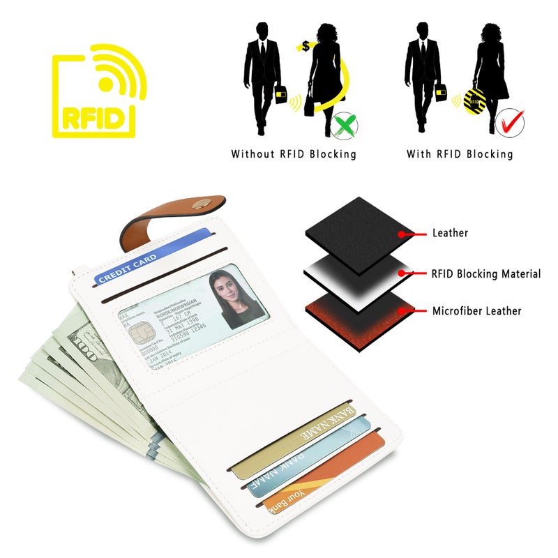 Airkit Small Wallets Woman RFID Blocking Leather Credit Card Holder - with ID Window - Card Wallets for Women - with Zipper Coin Purse - Keychain Wallet - Image 5
