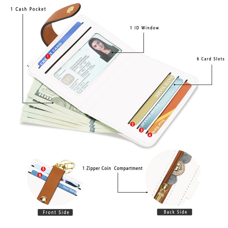 Airkit Small Wallets Woman RFID Blocking Leather Credit Card Holder - with ID Window - Card Wallets for Women - with Zipper Coin Purse - Keychain Wallet - Image 2
