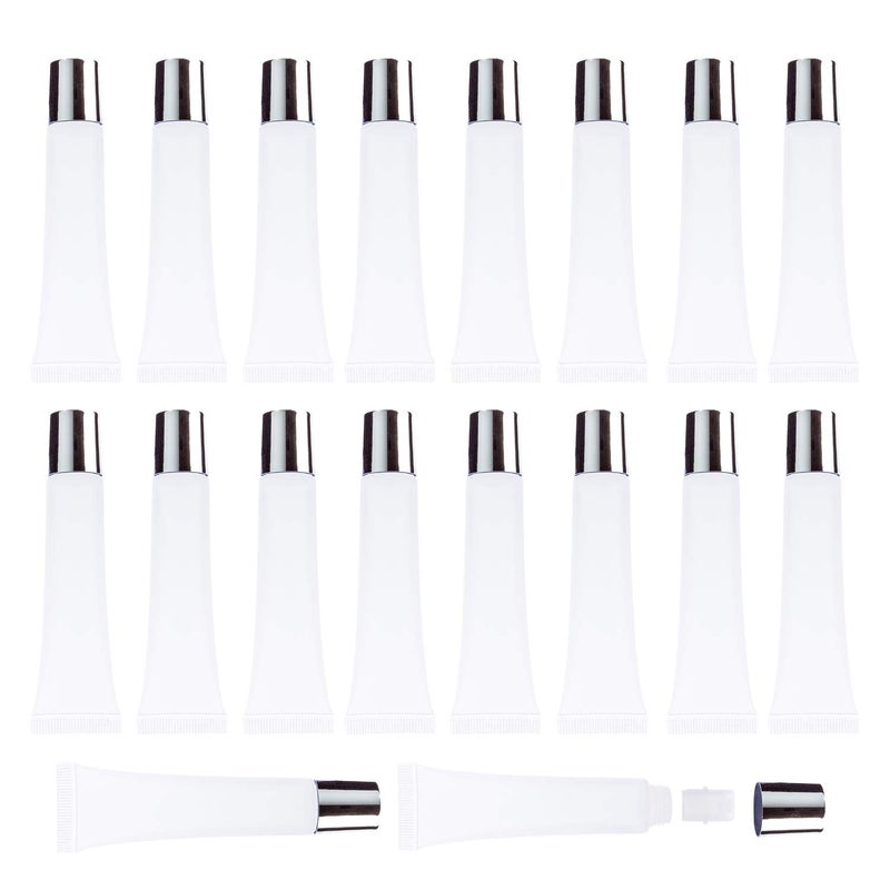 AJLTPA AJLTPA 50Pcs 15ml Lip Gloss Squeeze Tubes, Silver Lip Gloss Containers Empty, Refillable Soft Clear Tubes for DIY Lipgloss Balm Cosmetic (Silver)  - Image 1