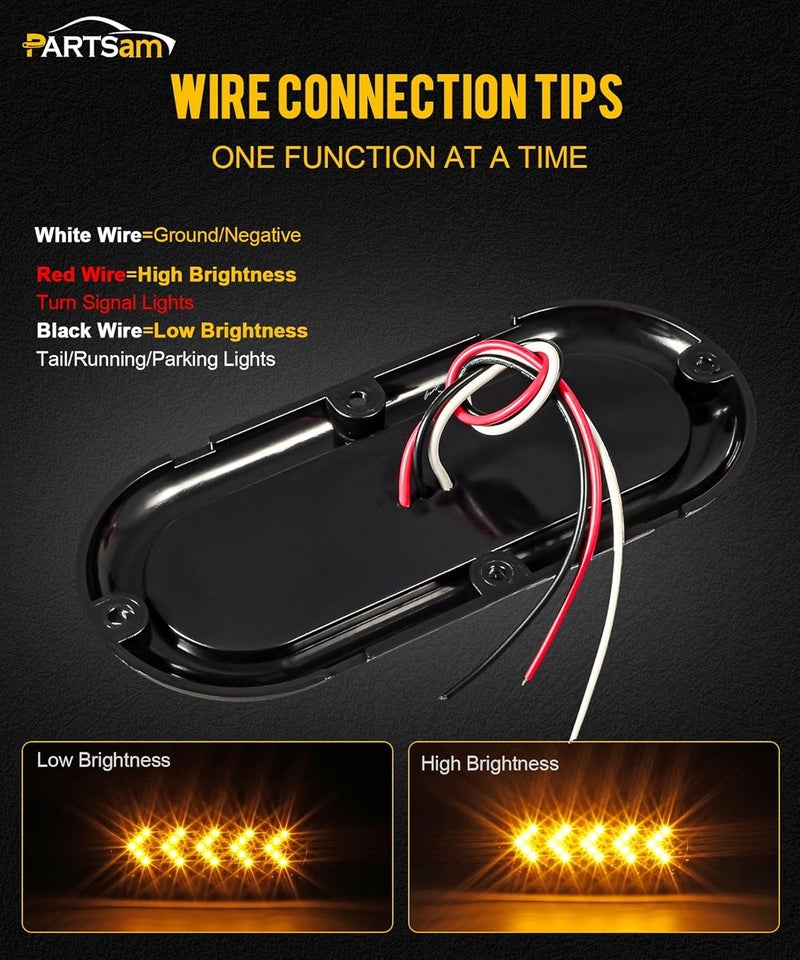 Partsam 2Pcs 6 Inch Oval Amber LED Trailer Lights - Image 2