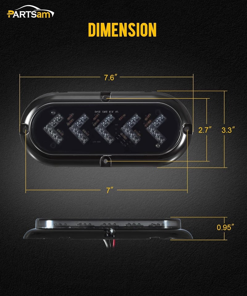 Partsam 2Pcs 6 Inch Oval Amber LED Trailer Lights - Image 5