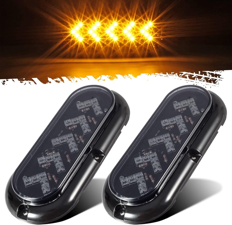 Partsam 2Pcs 6 Inch Oval Amber LED Trailer Lights - Image 1