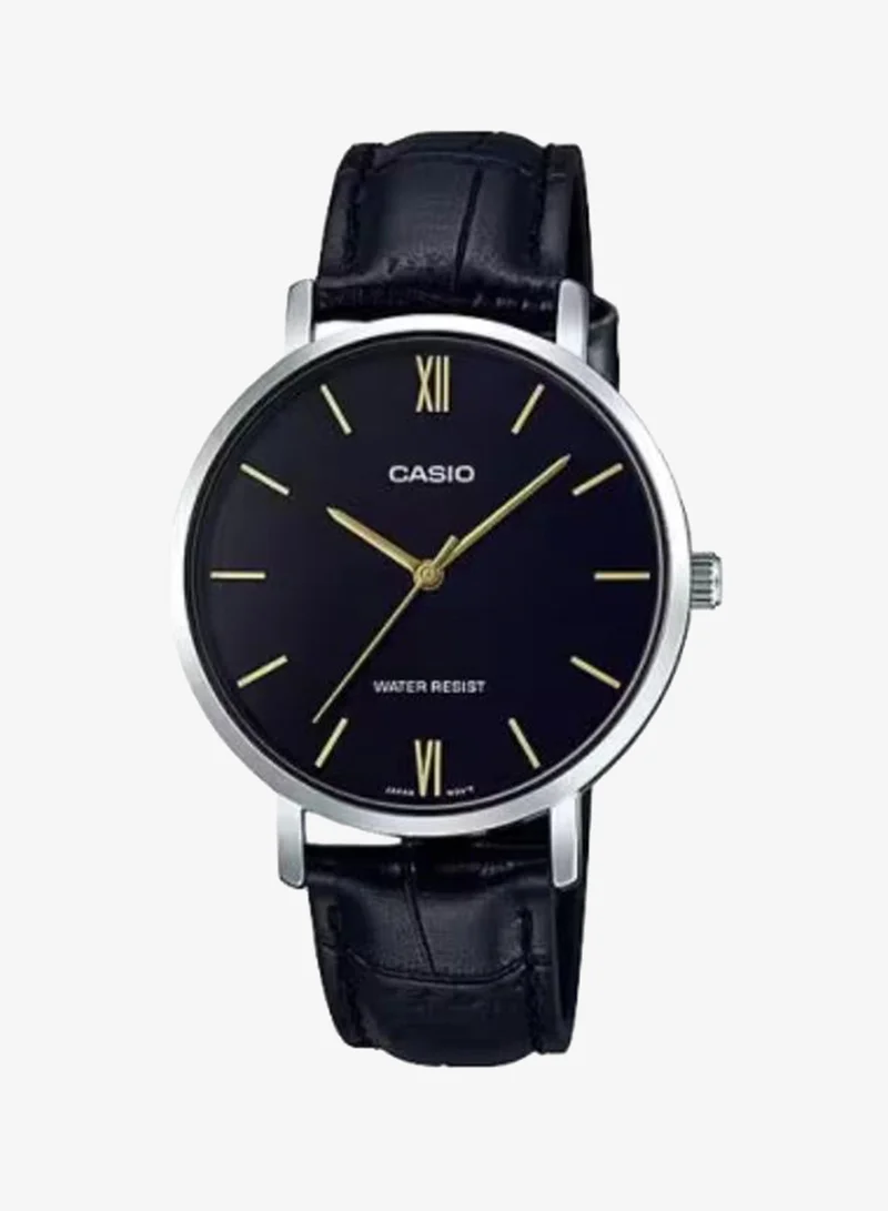 كاسيو Women's Analog Display Watch With Black Leather Strap - LTP-VT01L-1BUDF