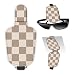 BDFHYK DtuiQSDRV Leather Magnetic Sunglass Holder for Car Sun Visor Cute Eyeglass Ticket Card Hanger Clip Universal Auto Interior Accessories for SUV Pickup Truck Light Brown Checker - Image 2