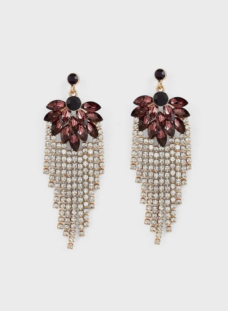 اونلي اقراط متدلية مزينة بأحجار الراين