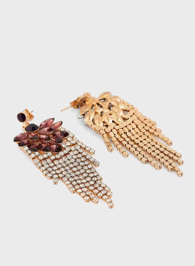 اونلي اقراط متدلية مزينة بأحجار الراين