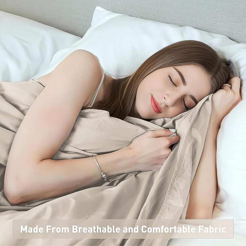 Weighted Idea Cool Removable Duvet Cover 48''x72'' for Weighted Blanket (Soft and Fabric, White Grey) - Image 3