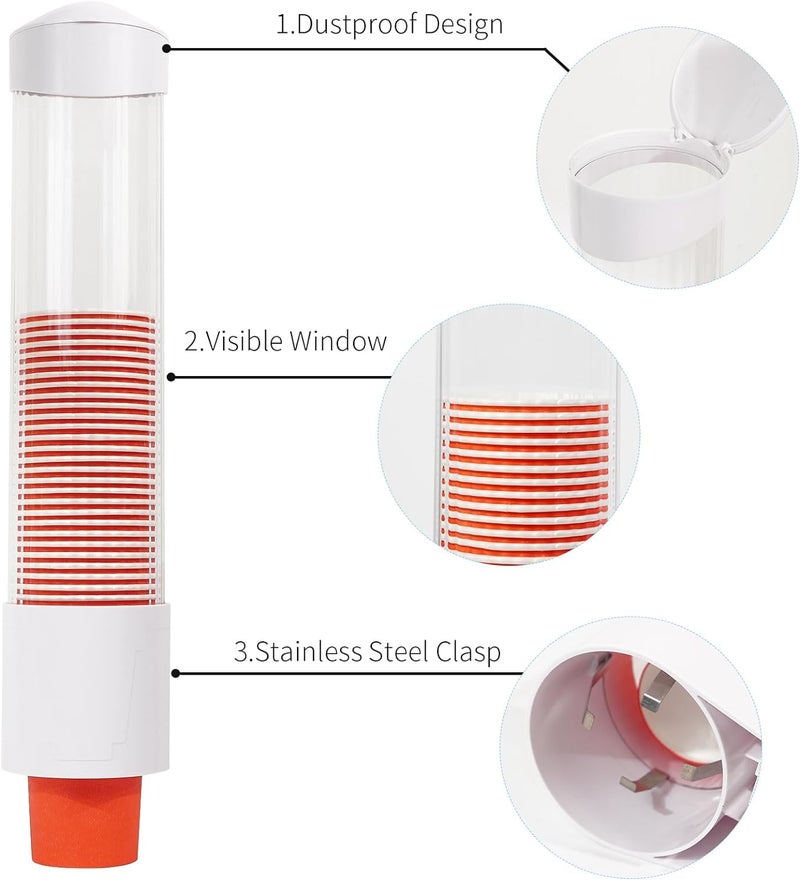 Bennort Paper Cup Dispenser Holder For Water Glass Wall Mount Drinking Water Cup Dispenser Rack And StorageDisposable Cup Holder Organizer For Home Office HospitalSticker Or Screw Plate Mountable - Image 3