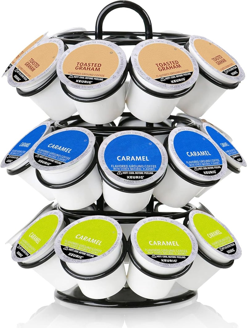 ZECENN K Cup Holder, Coffee Pod Holder for Keurig, Coffee Pod Storage Organizer for K-cups, Compatible with Keurig Pods and Dolce Gusto, Holds 27 Pods, 360-Degrees Rotating -Black - Image 1