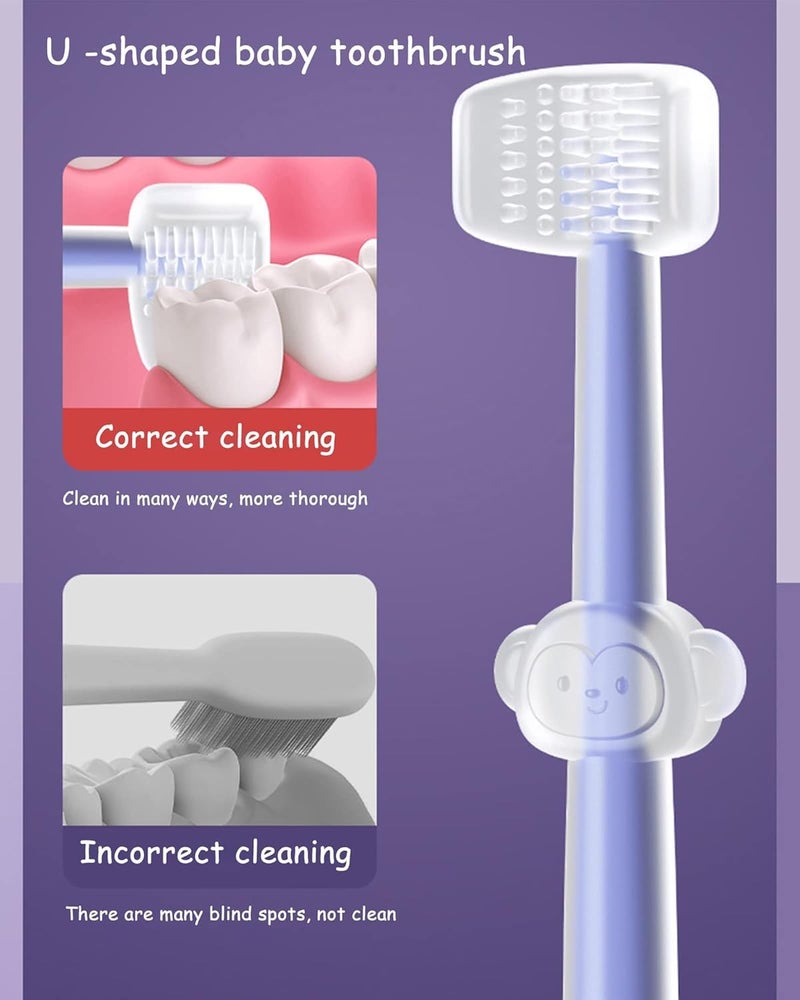 SIMXEN 3 Steps Silicone Baby Training Toothbrush Set Tongue Cleaner U Shaped Toothbrush Oral Care Set For Kids With Travel Case ewborn Tongue Cleaner - Image 3