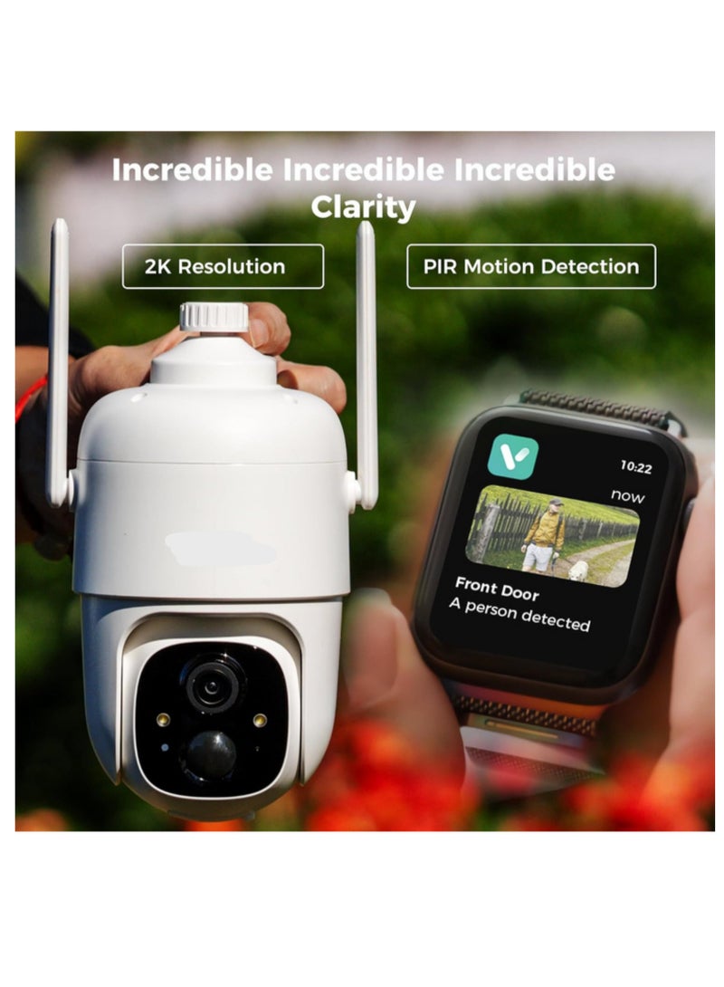 4CQ1 AI 2K Solar Security Camera – Wireless Outdoor, Battery Powered, Two-Way Audio, PIR Motion Detection, 360° Pan/Tilt View, Easy Setup, Color Night Vision - Image 2
