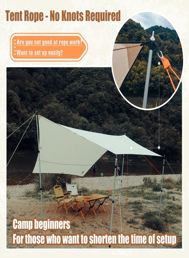 Hikeman Camping Rope with Ratchet Pulley,Quick Setup Outdoor Guy Lines Adjustable Tent Tie Downs Rope Hanger for Canopy,Kayak and Canoe,Grow Light (4PCS,Orange) - Image 2