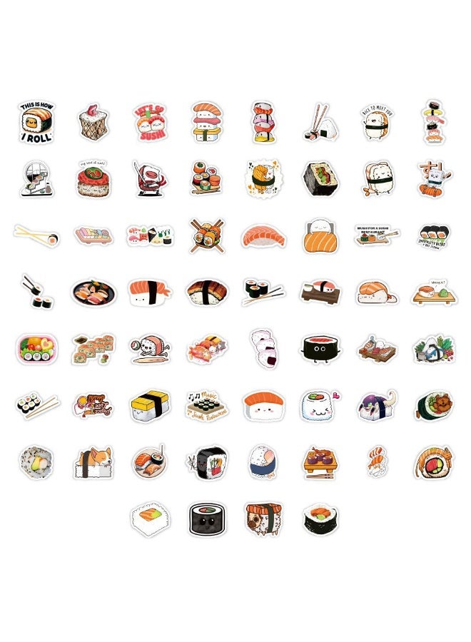NIBEMINENT 60 Pcs Cartoon Sushi Deco Kit Waterproof Stickers, High Definition Printing Bright Colors, Suitable for Laptop Skateboard Luggage Water Bottle Guitar DIY - Image 3
