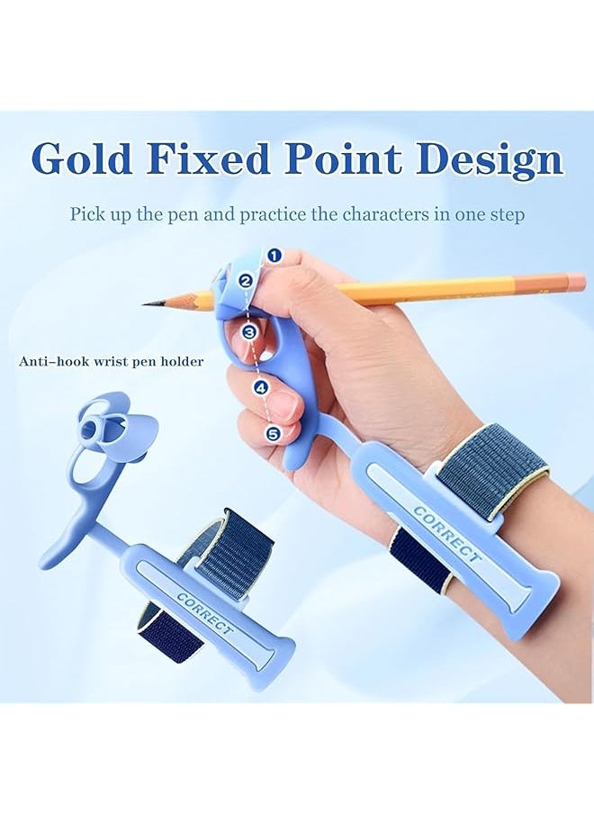 erorex - Pencil Gripper Kids Toddler Handwriting Aid Tools Kids Handwriting Aid Tools Ergonomic Writing Aid Pencil Grip For 3 9 Years Learning To Write Blue - Image 1