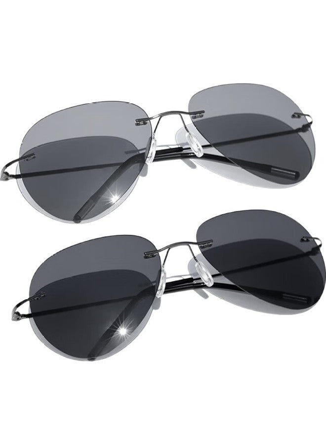 CAPONI Frameless Photochromic Polarized Sunglasses For Men And Women, Night Vision Glasses, Day And Night Use, Driving-Specific Sunglasses For Fishing And Driving - Image 2