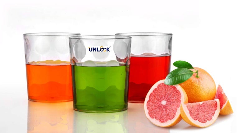 UNLOCK 6 Pcs Plastic Diamond Design Unbreakable Stylish Transparent Water GlassJuice GlassBeer GlassWine Glass Plastic Glass Set 6 Pcs 300 ml - Image 2