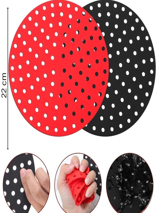 Trifecta Round Silicone Air Fryer Liner, Easy Clean Air Accessories, Non Stick, Oil-Free Fryer Liner, Parchment Replacement Liners Mat Mixing, Basket, Flexible (Random, Pack of 2) - Image 2