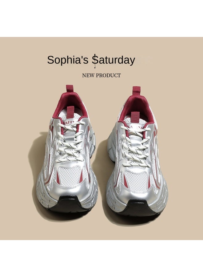 SAFIYA Saturday's Dad Shoes For Women 2025 New Spring/autumn Versatile Casual Sneakers Platform Height-increasing Shoes Women's Shoes - Image 3