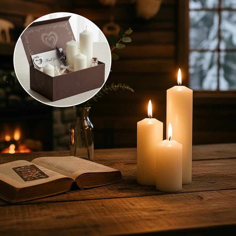 Trxvxo White Pillar Candles Bulk Set of 18ï¼ŒHurricane Candlesï¼Œ3 Different Lengths 2 x 3/6/8 Inch (6 Each)ï¼ŒDripless Unscented Smokelessï¼ŒGives You a Better Atmosphere When Organizing an Event Party. - Image 5
