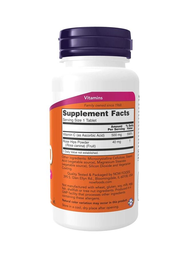 Now Foods Vitamin C-500 with Rose Hip 100 Tablets - Image 2
