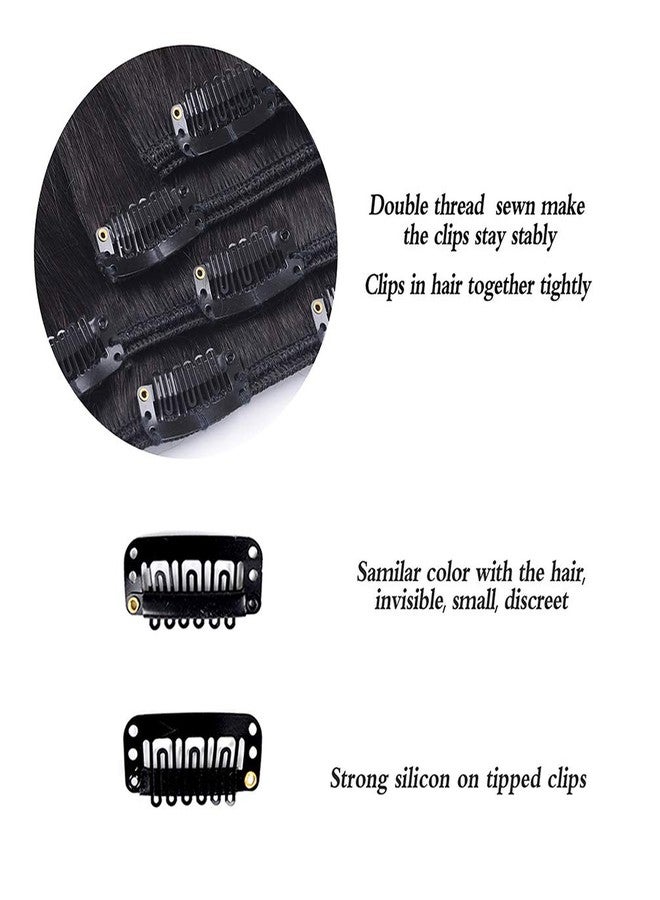 Winsky 18" Hair Extensions Balayage Clip in Human Hair for Women - Silky Straight Natural Black to Chestnut Brown Highlight Black Ombre Hair 60grams 4pieces #(1BT6) P1B Color - Image 5