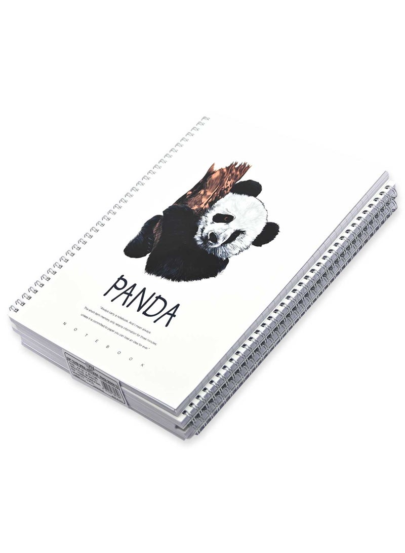 FIS Pack Of 5 Spiral Soft Cover Notebook, 96 Sheets A4 Panda Design 5 -FSNBSSCA496-PAN5 - Image 3