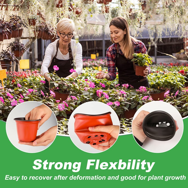 TDHDIKE 4" Small Plastic Plant Nursery Pot/Pots (100pcs) Seedlings Flower Plant Container Seed Starting Pots , Come with 100pcs Plant Labels - Image 4