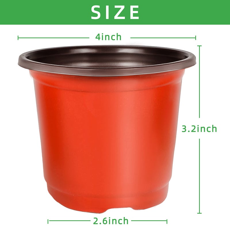 TDHDIKE 4" Small Plastic Plant Nursery Pot/Pots (100pcs) Seedlings Flower Plant Container Seed Starting Pots , Come with 100pcs Plant Labels - Image 2