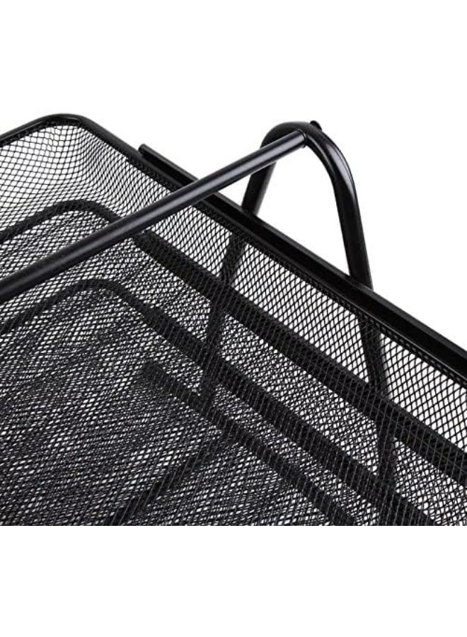 رف مستندات معدني بثلاثة أدراج بتصميم شبكي للمستندات