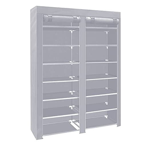 ERONE ERONE Shoe Rack Storage Organize 28 Pairs Portable Double Row with Nonwoven Fabric Cover Shoe Shelf Cabinet for Closet